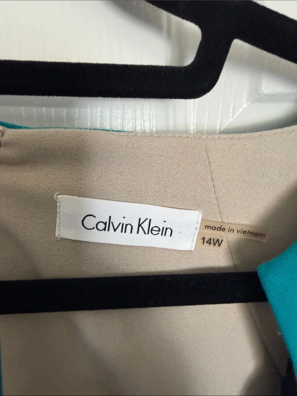 Calvin Klein Teal Cap-Sleeve Sheath Dress with Front Ruching - Picture 2 of 5